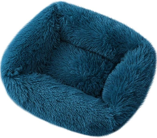 La La Pet® Donut Dog Cat Bed Cozy Cave Pet Bed Burrow Dog Bed Calming Cuddler Self-Warming Pet Bed Soft Plush Pet Cushion Improved Sleep for Cats Small Medium Dogs Blue L