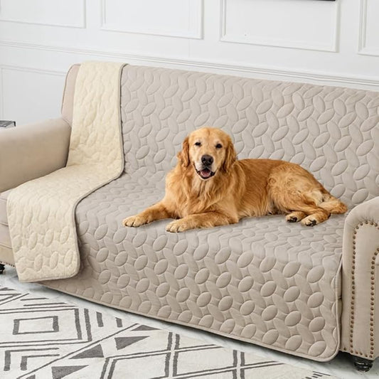 Ameritex Waterproof Pet Bed Cover Anti-Slip Dog Bed Blanket for Sofa and Furniture Waterproof New Pattern Design (Khaki, 68x82 Inch (Pack of 1))