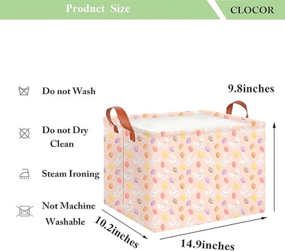 CLOCOR Rectangular Easter Bunny Basket - Easter Egg Storage Bin, Gift Basket, Toy Organizer & Room Decor