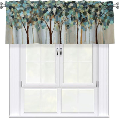 Tree Curtain Valance Short Rod Pocket Window Treatment for Living Room Bedroom Kitchen Bathroom 1 Panel 54" W x 18" L