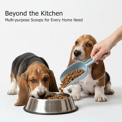 Plastic Flour Scoops, Pet Food Scoops Plastic Pack of 5, Multifunctional Dog Food Scoops with Measuring Cups, Pet Food Measuring Scoop Set