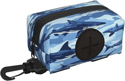 Dog Poop Bag Holder for Leashes - Lightweight Pet Waste Bags Dispenser Doggy Zippered Pouch for Puppy Walking Accessories(Camouflage Shark)