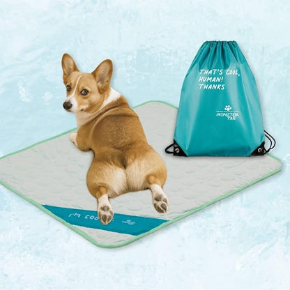 INSPECTOR TAIL 3D ChillPocket Cooling Mat for Dog + String Bag Pack/Air-Cells for Better Airflow/Washable & Portable Pet Soft Pad for Indoor or Outdoor Blanket for Kennel Sofa Bed Floor Car