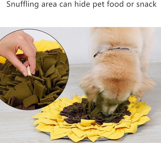 Snuffle Mat for Dogs, Dog Feeding Mat, Dog Puzzle Toys, for Encourgaing Natural Foraging Skills for Cats Dogs (Sunflower) (A)