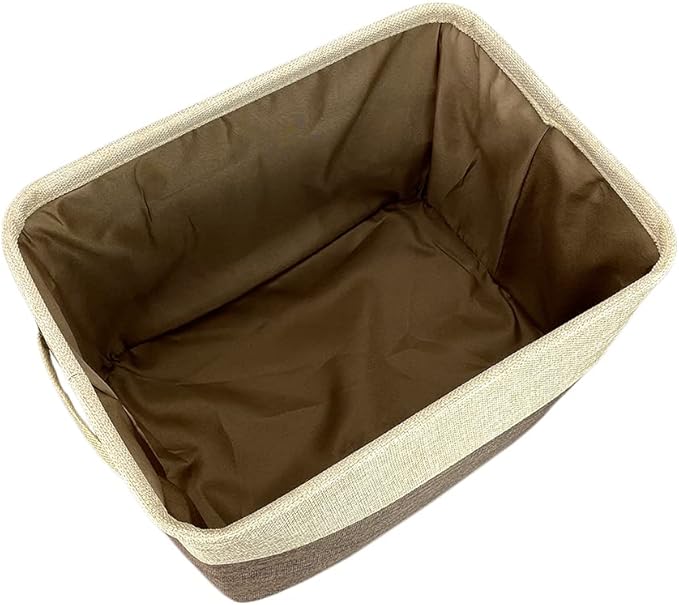 Personalized Foldable Storage Basket with Lovely Dog Yorkie Collapsible Sturdy Fabric Pet Toys Storage Bin Cube with Handles for Organizing Shelf Home Closet, Brown and White