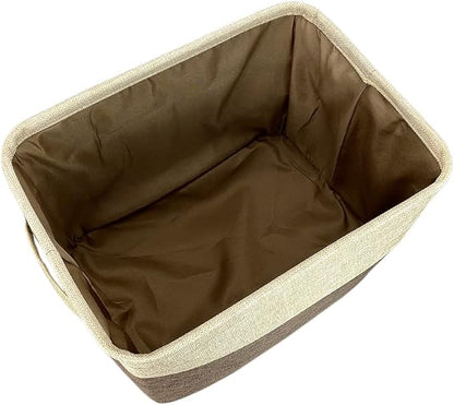 Personalized Foldable Storage Basket with Cute Dog Yorkie Collapsible Sturdy Fabric Pet Toys Storage Bin Cube with Handles for Organizing Shelf Home Closet, Brown and White