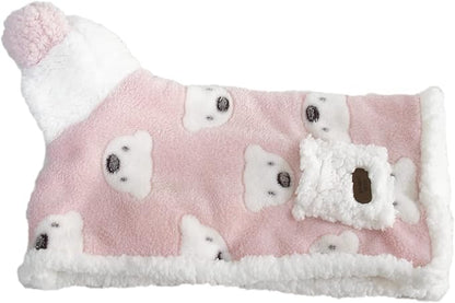 GabeFish Dog Cape Blanket for Small Dogs, Cute Puppy Fleece Pajamas, Cats Cold Weather Coat Wraps with Hood Pink Medium