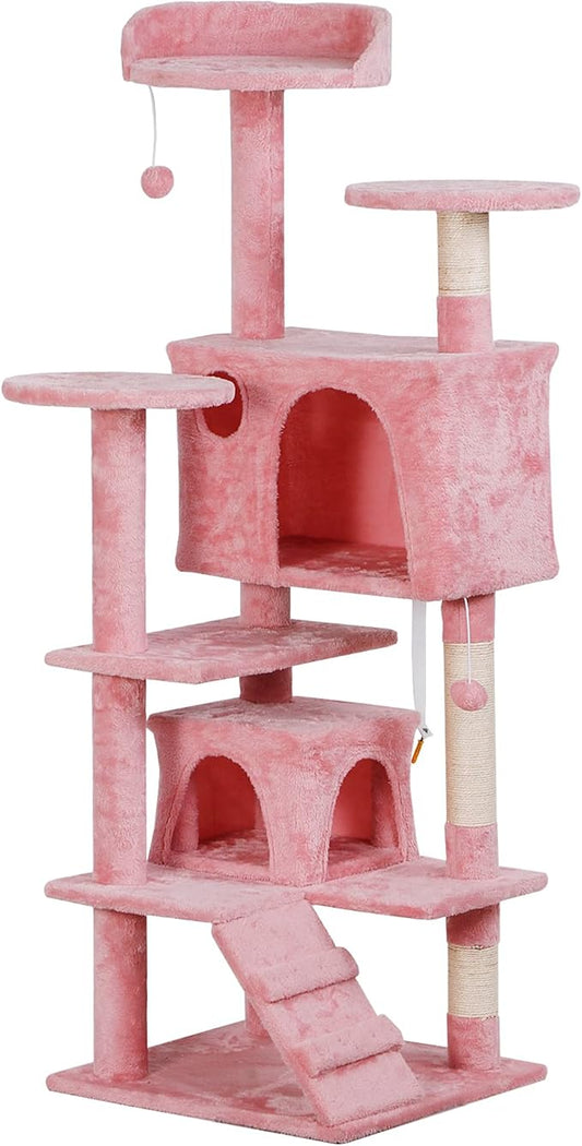 Nova Microdermabrasion 54 in Cat Tree Tower for Indoor Cats Multi-Level Cat Condo Cat Bed Furniture with Scratching Post Kittens Activity Center (Pink)