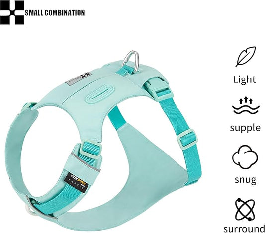 Lightweight Dog Harness, Large to Very Large Breeds, Adjustable Fit.Pet Harness with Pocket, Dog Training Harness for Outdoor Walking Running, Hiking (Aqua Green, M)