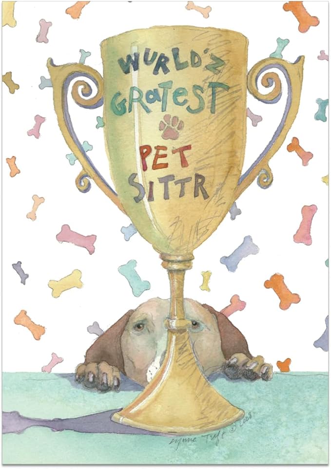 Dog Speak World's Greatest Pet Sitter Greeting Card Wurld'z Gratest Pet Sitter Thank You Appreciation Card with Dog Paws and Envelope 4.75" x 6.75"
