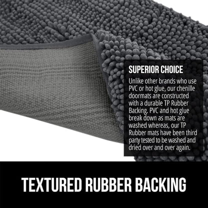 GORILLA GRIP SoakSTOPPER Dog Door Mat, 30x20 Machine Washable Rug Absorbent Doormat Captures Moisture Mud Dirt, Quick Dry Soft Chenille Entryway Rugs Indoor Entrance Mats for Dog Paws, Charcoal