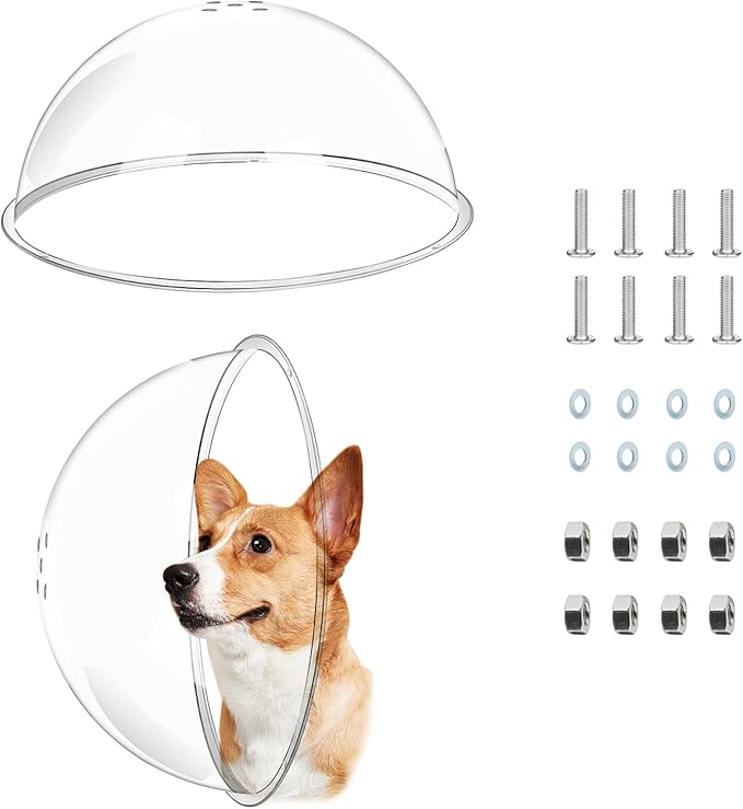2 PCS Dog Fence Window with Air Holes, Clear Acrylic Pet Dome View, Bubble Peek Window Playground Doggie Fence Window, Inside Length 11.8 Inch and Deep 6 Inch, for Dog Cat Transparent