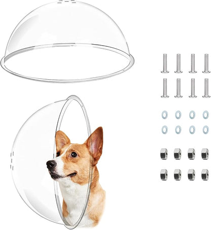 2 PCS Dog Fence Window with Air Holes, Clear Acrylic Pet Dome View, Bubble Peek Window Playground Doggie Fence Window, Inside Length 11.8 Inch and Deep 6 Inch, for Dog Cat Transparent
