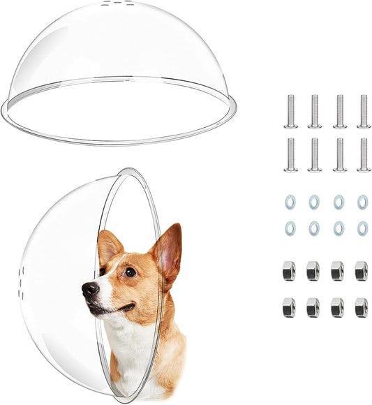 2 PCS Dog Fence Window with Air Holes, Clear Acrylic Pet Dome View, Bubble Peek Window Playground Doggie Fence Window, Inside Length 11.8 Inch and Deep 6 Inch, for Dog Cat Transparent