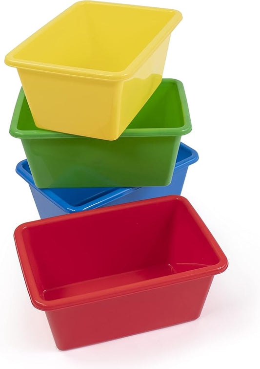 Humble Crew Toy Storage Bins for Kids, Set of 4, Primary Colors, Small - Sturdy, Colorful Plastic Storage Bins for Classroom, Playroom, Nursery, and More - Premium Toddlers Toy Organizer Bins