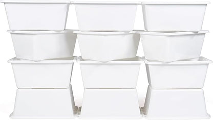 Humble Crew Toy Storage Bins for Kids, Set of 12, White, Small - Sturdy, Colorful Plastic Storage Bins for Classroom, Playroom, Nursery, and More - Premium Toddlers Toy Organizer Bins