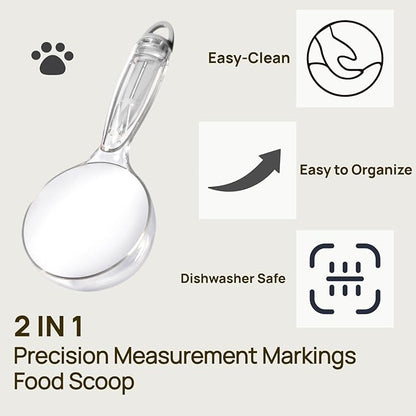 Pet Cat Dog Food Scoop, Dog Cup Capacity Cat Food Scooper With Sealing Clip, Puppy and Cat Coffee Bean, Flour Scoop Grey