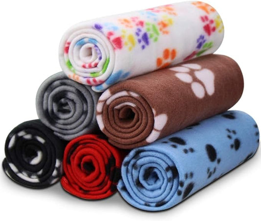 Comsmart Dog Blankets for Small Dogs, 6 Pack Puppy Blanket Cute Paw Print Pet Blanket for Dog, Puppy, Cat, Kitten, 39x35 inches