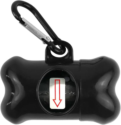 Dog Poop Bags Dispenser with Carabiner Clip, Doggy Poop Bag Holders for Leashes Include 1 Roll (15 Bags) Leak-Proof Large Lavender Scented Doggie Pet Waste Bags,Dog Accessories, Black