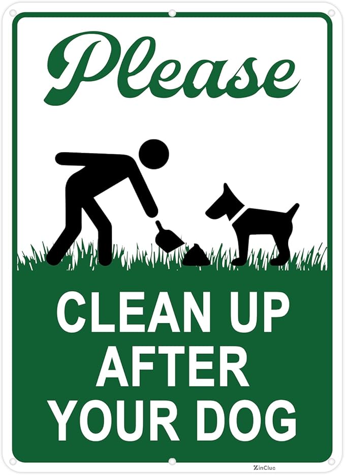 Clean Up After Your Dog Signs, 10x7in Optional Accessory Bundle, Please Pick Up Your Dog Poop, no poop signs for yard Keep Off Grass,1pc,zinclue