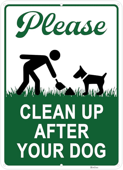 Clean Up After Your Dog Signs, 10x7in Optional Accessory Bundle, Please Pick Up Your Dog Poop, no poop signs for yard Keep Off Grass,1pc,zinclue