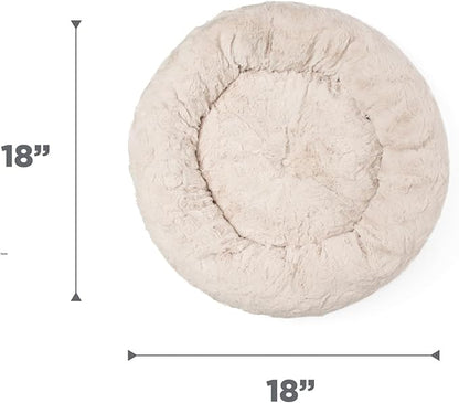 Best Friends by Sheri Original Calming Donut Dog and Cat Bed, Lux Faux Fur, Oyster, XS (18in x 18in) - Anxiety Relief for Pets Up to 10 lbs
