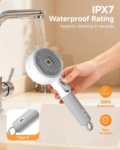 Pet Spray Brush for Cats & Dogs, 3-in-1 Grooming Tool with Steam Mist, 2-Speed Spray Settings, Removes Dander & Deshedding, One-Touch Self-Cleaning Hair Brush, for Long Short Hair Pets