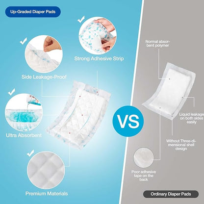 Pet Soft Dog Diaper Liners - Disposable Dog Diaper Booster Pads for Male & Female Dogs fit Most Dog Wraps and Belly Bands Up-Graded (Blue, L-50ct)