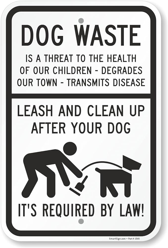 SmartSign "Dog Waste Is A Threat, Leash And Clean Up After Your Dog" Sign | 12" x 18" Aluminum