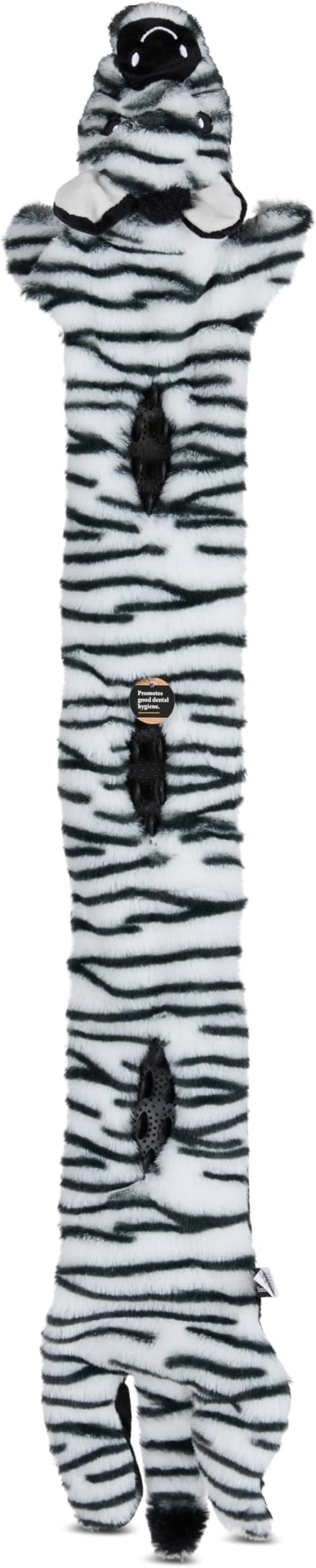 Smithsonian Longamals Zebra Plush Dog Toy – 40" Crinkle & Squeaky, Stuffing-Free Interactive Tug Toy for Medium & Large Dogs