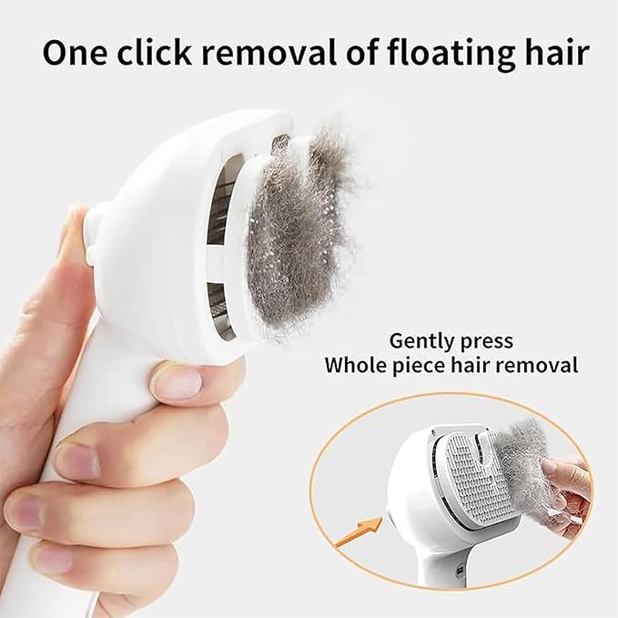 Shower Brush for Dogs, 3-in-1 Pet Grooming Brush with Steam & Self-Cleaning Silicone Bristles