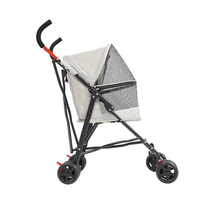 Pet Gear Travel Lite Plus Stroller,Compact Portable Jogger All Terrain Travel Pet Gear, Foldable Lightweight Durable Pet Stroller for Small To Medium Pets Dogs And Cats up to 15 pounds (Gray)