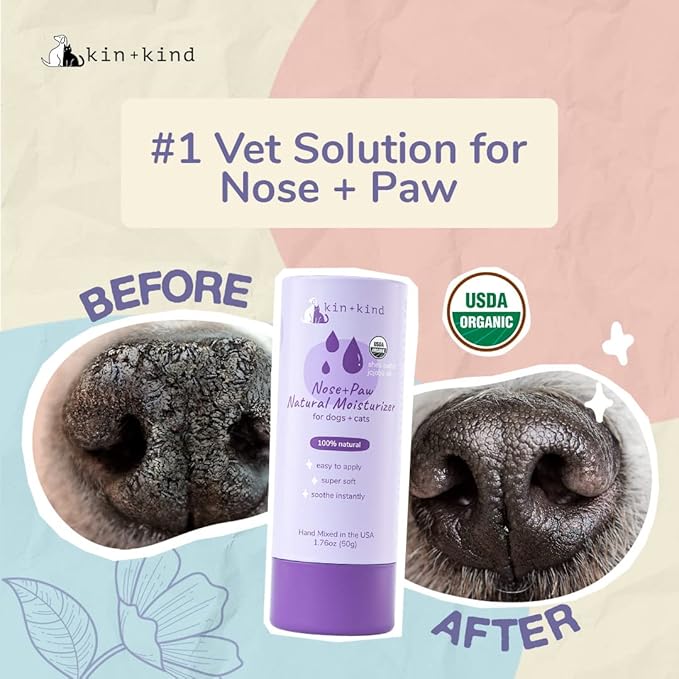 kin+kind Organic Dog and Cat Nose and Paw Balm Stick - 1.76oz Shea Butter - Dog Supplies