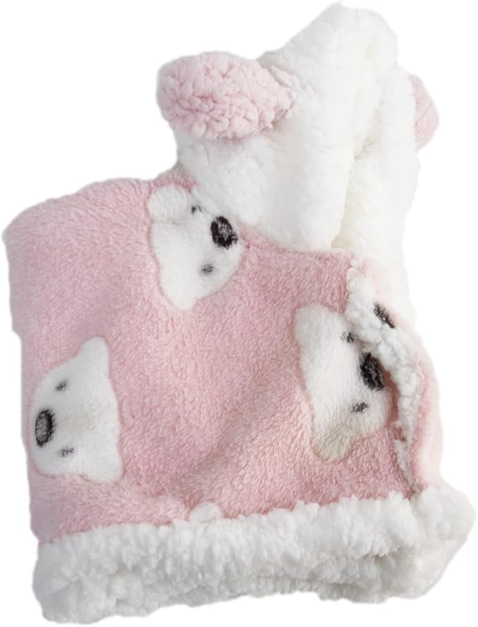 GabeFish Dog Cape Blanket for Small Dogs, Cute Puppy Fleece Pajamas, Cats Cold Weather Coat Wraps with Hood Pink Small