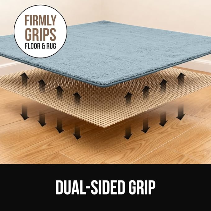 GORILLA GRIP Premium Dual Sided Extra Thick 4x6 Rug Gripper Pad for Hardwood Floors, Breathable Slip Resistant Pad Grips Under Carpet Area Rugs for Hard Surface Floor Protection, Easy Trim Mats, Beige