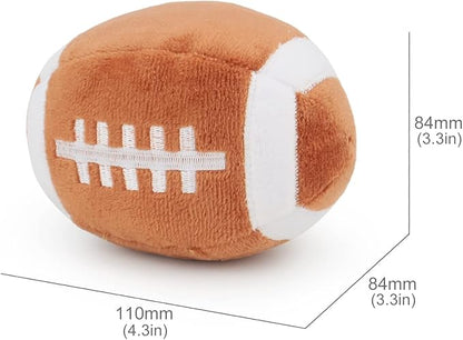 Dog Toys Balls - Chewable Plush Rugby for Dogs, Soft Pet Squeaky Ball Stuffed with Fluffy, Durable Indoor & Outdoor Dog Puzzle Toy, Birthday for Puppy Small & Medium Breeds