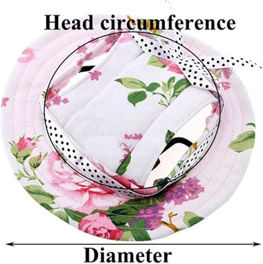 Round Brim Princess Hat Visor Hat Pet Dog Mesh Porous Sun Hat with Ear Holes for Small, Extra Small Dog Teddy, Pug, Chihuahua, Shih Tzu, Yorkshire Terriers, Papillon Stripes M