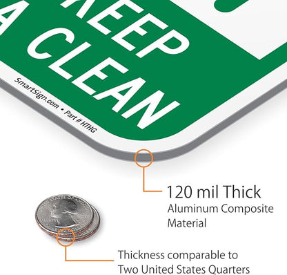 SmartSign Pet Waste Transmits Disease Clean Up After Your Dog Sign - 12" x 18", 120 mil Aluminum Composite (ACM), Engineer Grade Reflective Material, Green and White, Made in USA