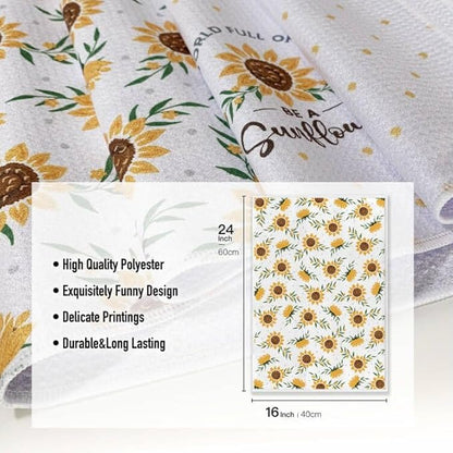 Sunny Kitchen Towels for Mom-Sunflower Absorbent Microfiber Dish Towel,Great Gift for Hostess,New Home,Women,Friends,Housewarming on Birthday Christmas Mother's Day 16" x 24”