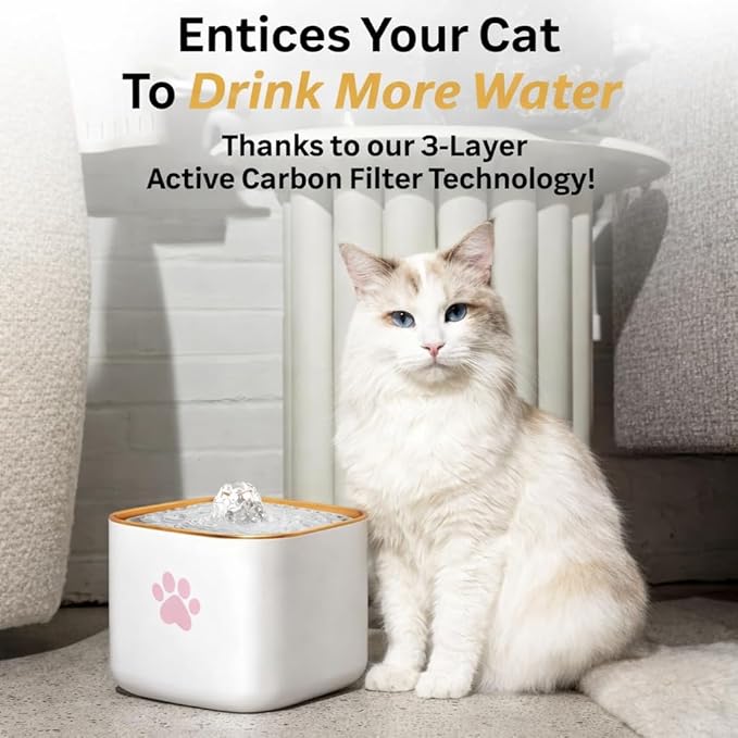 Cat Water Fountain, Water Fountain for Dogs, Indoor Water Dispenser, 3L Automatic Cat Water Dispenser, Quiet Motor, Holds Water for 10 Days – Cute Pink Design