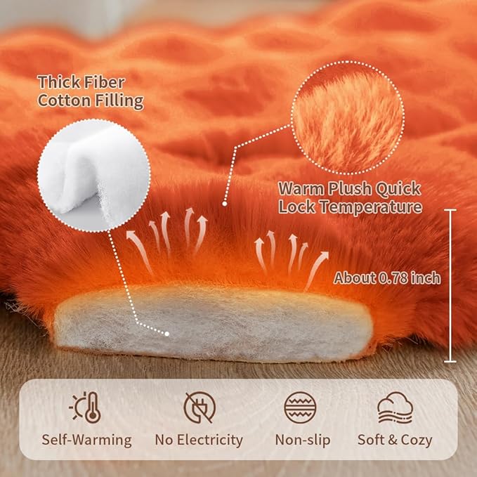 Cat & Dog Bed Mat, Soft Plush Faux Fur Kneading Pet Bed for 2 Cats or Small Dogs, Machine Washable Cat Sleeping Pad, Non-Slip Fluffy Pet Rug for Indoor Cats Kittens & Small Dogs,27x20 In Orange