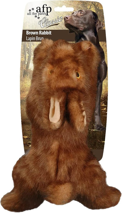 ALL FOR PAWS Squeaky Dog Toys, Dog Stuffed Animal Toys, Plush Toy for Small Medium Large Dogs, Puppy Chew Toy with Squeaker, Brown Rabbit-S