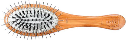 Bass Brushes | The Hybrid Groomer | Shine & Condition Pet Brush | Patented & Award Winning Pet Brush | Natural Bristle + Alloy Pin | Pure Bamboo Handle | Small Oval | Dark Finish | Model A13-DB