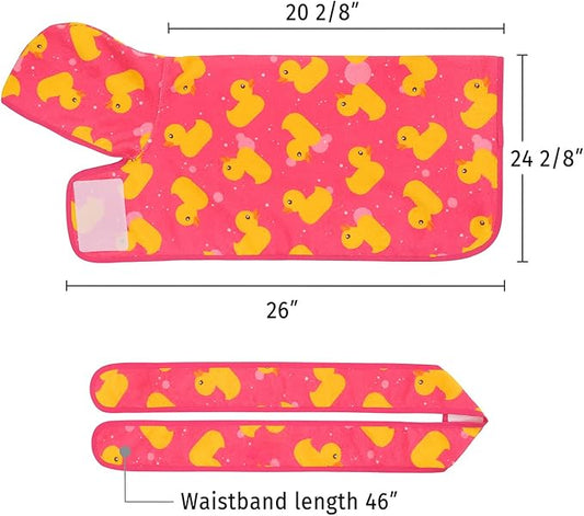HDE Dog Bathrobe Super Absorbent Quick Drying Puppy Towel Wrap Coat Adjustable After Bath Robes with Hood for Dog Sizes S-XXL Pink Rubber Ducks M