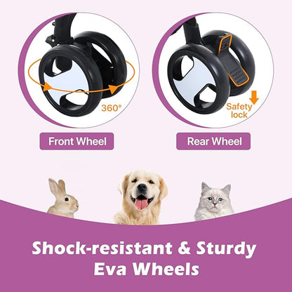 Pet Strollers, Dog Cat Stroller 3-in-1 Detachable Doggy Stroller for Small Medium Dogs 4 Wheel Dog Travel Cart Cat Walker Foldable Wagons for Dogs Trolley for Doggie Rabbit Puppy Strollers, Grey