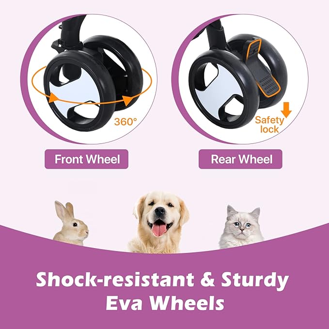 Pet Strollers, Dog Cat Stroller 3-in-1 Detachable Doggy Stroller for Small Medium Dogs 4 Wheel Pet Gear Carrier Cat Walker Wagons for Dogs Trolley for Doggie Rabbit Puppy Strollers, Black