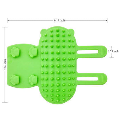 4 Pcs Cat Self Groomer Brush - Adjustable Silicone Pet Grooming & Massage Tool Face Itch Relief Scratching Hair Scrubber Table Leg Dual Strap Design for Cats & Dogs (Green)