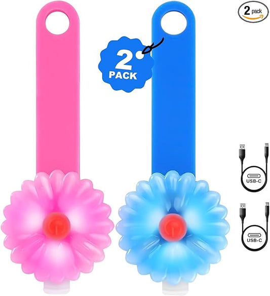 AHJ Dog Collar Light, 2 Pack Dog Safety Lights for Night Walking, USB-C Rechargeable Dog Light Clip-On LED for Kids' Backpacks, Dogs, Runners, Joggers, Cyclists, Camping & Hiking (Pink and Blue)