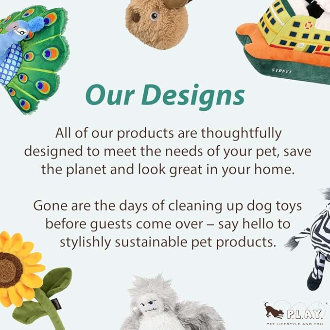P.L.A.Y. Cute Plush Dog Toys - Brunch Food Themed Durable Squeaker Chew Toy, Great for Puppies & Small, Medium, Large Dogs - Machine Washable, Recycled Materials (Pup's Pastry Croissant, X-Small)