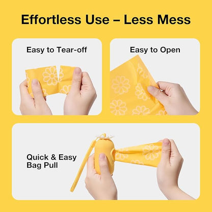 VETRESKA Dog Poop Bag Rolls Daisy Scented Leak-proof Pet Waste Bags Thick and Large Trash Bags for Dog Walking 36 Refill Rolls 540 Bags